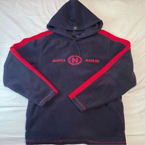 Vintage Nautica Jeans Company Fleece Hoodie Adult Small Blue
